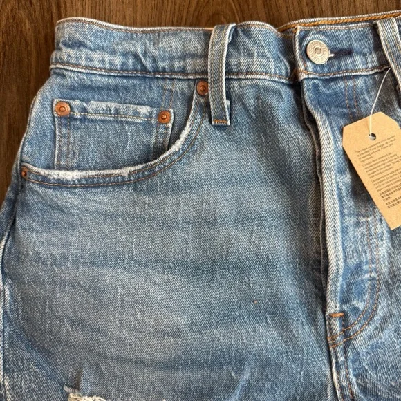 Women's Levi's 501 Button Fly Vintage Style Cutoff BLUE Jean Shorts Size 28 NWT - Picture 3 of 9
